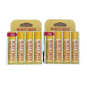 2 NWT 4PKS Burt's Bees Beeswax Lip Balm with Vitamin E & Peppermint
